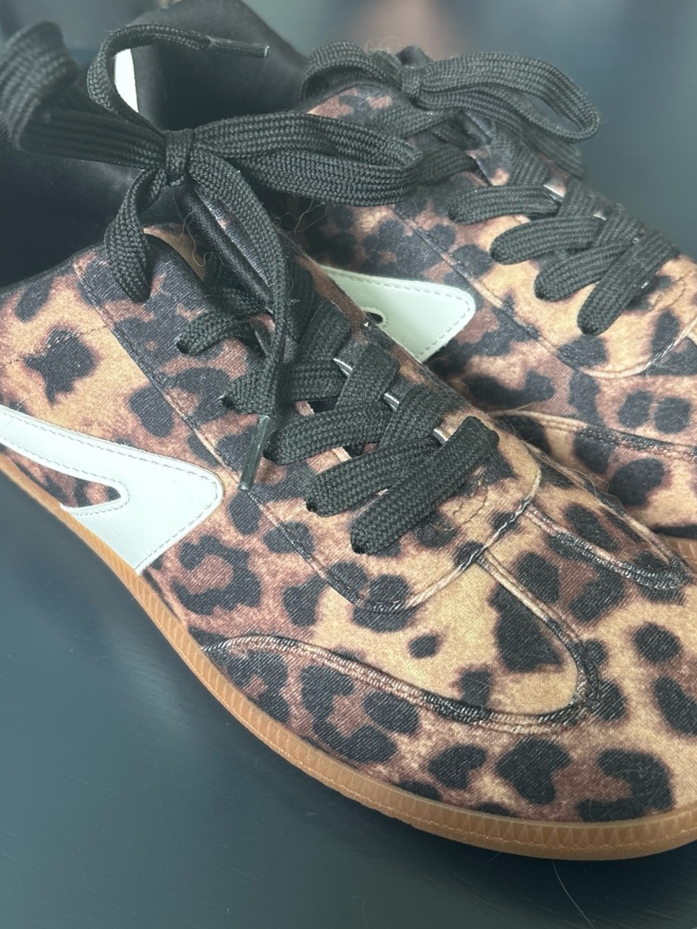 & Other Stories Leopard-Print Lace-Up Sneakers in Black and Brown